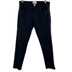 Pj Mark Skinny Taper Twill Moto Biker Jeans Black 34/32